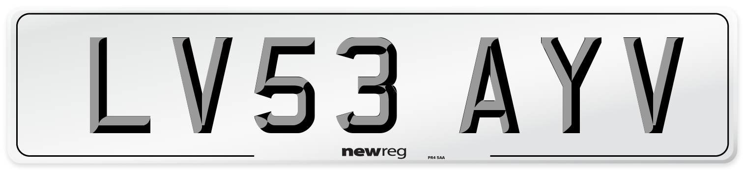 LV53 AYV Number Plate from New Reg